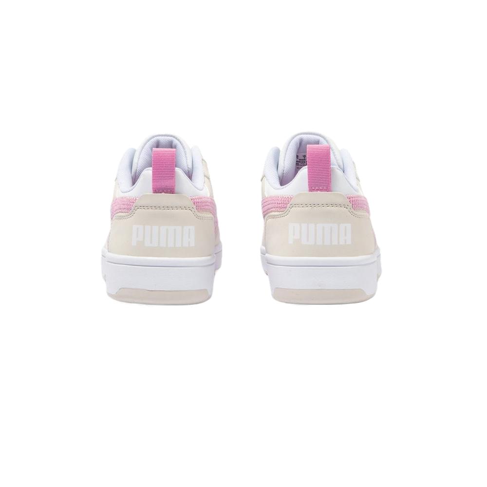 Puma Rebound V6 Lo Round Toe Comfortable Low Top Kids Skate Shoes Kids Sneakers White Pink 398722-01