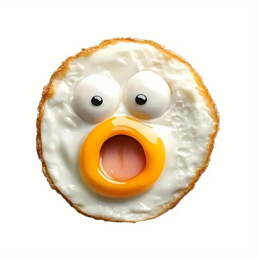 

1 Piece of 2D Flat Cute Smiling Egg Refrigerator Magnet, Durable Acrylic Cartoon Egg-Shaped (Oval), White and Egg Yolk Design, Fun Kitchen Decoration белый