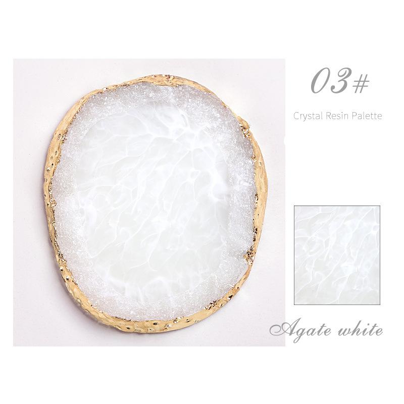 Tavolozza Pittura Disegno Colore per Nail Art in Resina Bordo Dorato Manicure Nail Strumento Fai da Te Bianco