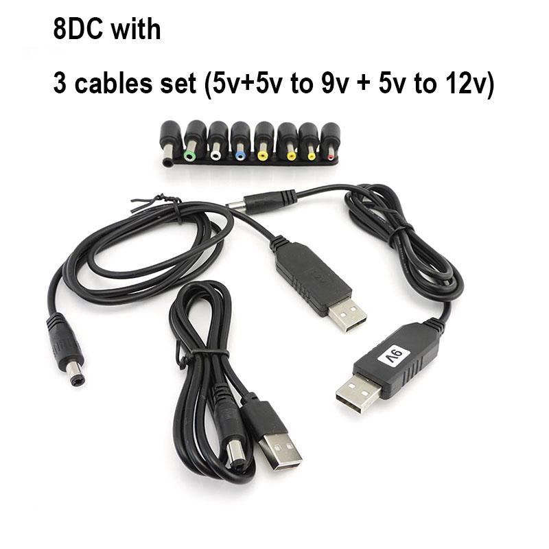 USB boost strømkabel DC 5V til 9V 8.4V 12V 12.6V 8pin hann 3.5mm 4.0x1.7mm jack Step UP Modul Konverter kontakt Adapter plugg