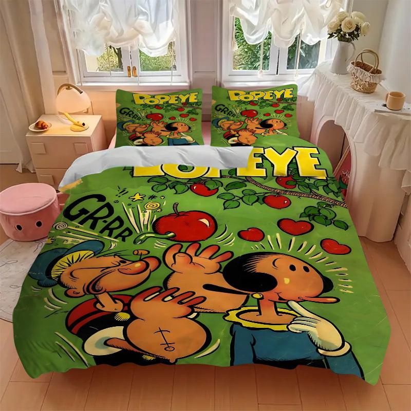3pcs Popeye Cover Set, 1 Cover + 2 Pillowcases (No Insert), Bedding for All Seasons, Bedding,Bedroom Decor yy250922039