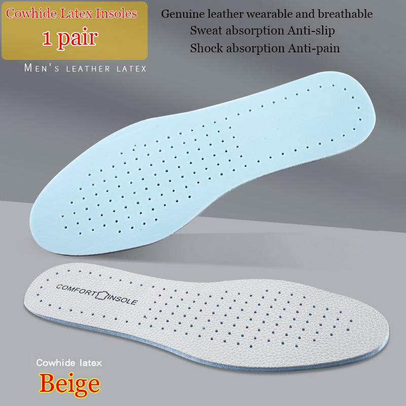 Latex Rundleer Inlegzolen Dunne Leren Zachte Sportinlegzool Comfortabel Schokabsorberend Ademend Deodoriserend Schoenkussen 35-36 white
