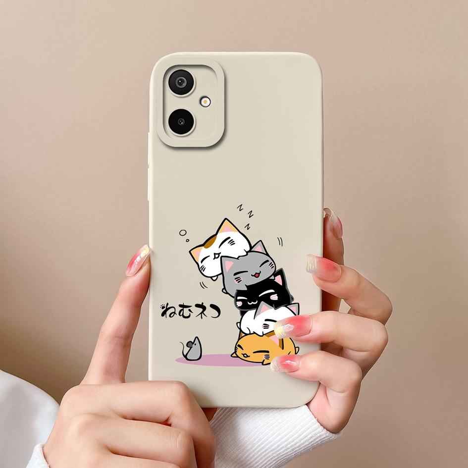 Lovely Cat Owl Pink Phone Cases For Samsung Galaxy F06 A06 F16 M06 M16 S25 Edge Liquid Silicone Dustproof Protective Covers For Samsung Bumper Housing