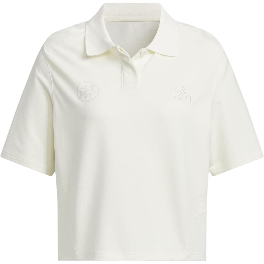 Adidas Solid Color Logo Embroidered Polo Shirt Women Tops White JJ3602