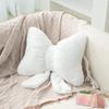 Pink Bow Ribbon Couch Pillow Imitation Rabbit Fur Comfortable Car Seat Cushion Ins Style Simple Back Cushion