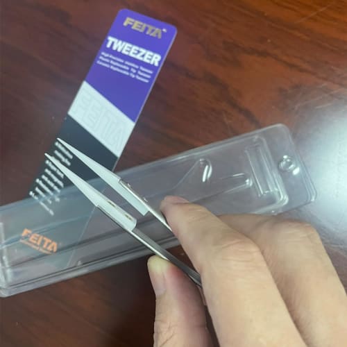 FEITA Precision Ceramic Tweezers with Heat-Resistant and Anti-Magnetic White Sharp Ceramic Tips - for Electronic Repair, DIY Hobbies (1 Piece)