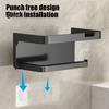 Toilet Paper Holder with Storage Shelf Strong Load-bearing Simple Installation Self-Adhesive Roll Paper Holder Bathroom Organizer