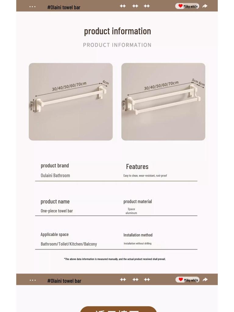 Stanzfreier Aluminium Doppelhandtuchhalter - Wandmontierte Badstange