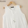 ZANZEA Women Summer Round Neck Sleeveless Lace Vests