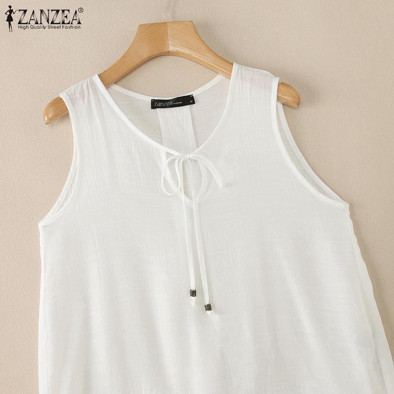 ZANZEA Women Summer Round Neck Sleeveless Lace Vests