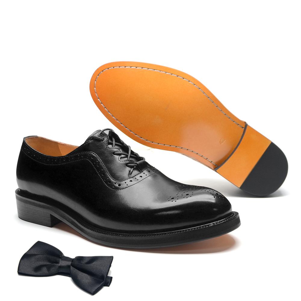 

2025 Классические мужские оксфорды Свадебные формальные туфли Натуральная кожа На шнуровке Броги Круглый носок Деловые офисные туфли для мужчин 46 чёрный
