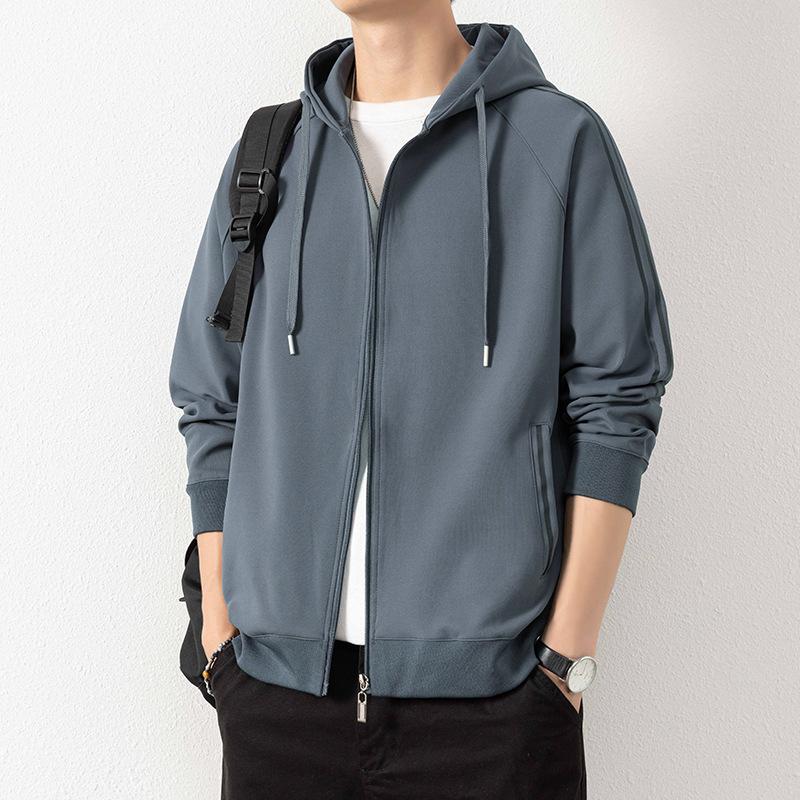 Pull à capuche Pull décontracté pour jeune Veste Cardigan Pull à capuche à trois bandes Homme