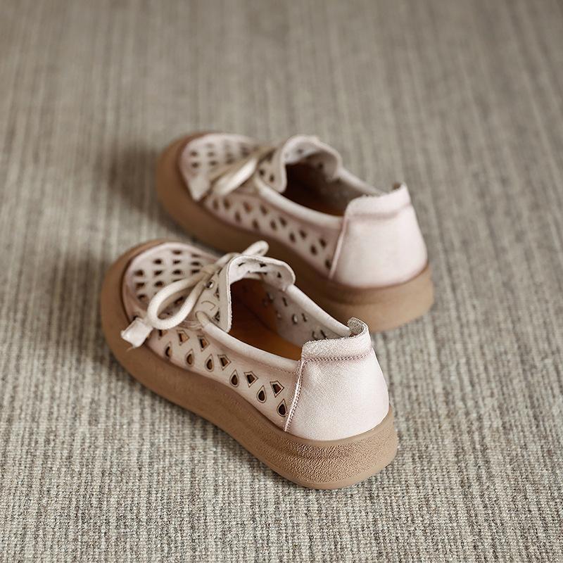 

Модная GKTINOO 2025 Обувь из натуральной кожи Перфорированные женские балетки Летняя женская однотонная обувь на мягкой подошве Женские слипоны лоферы 35