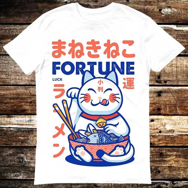 Maneki Neko Fortune Lucky Cat Ramen T Shirt 6216 Unisex T-Shirt XL