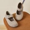 Mary Jane retro all-inclusive toast women's genuine leather spring soft-soled shallow mouth one-word with puff shoes