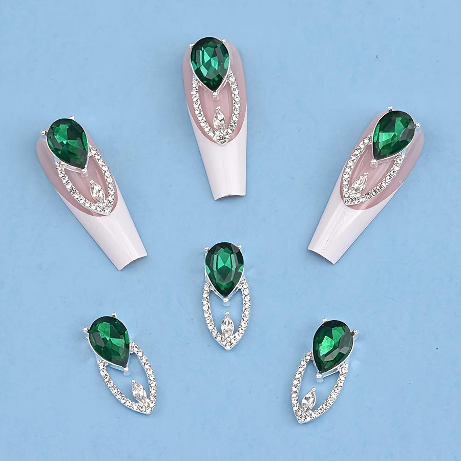 10pcs Y2K Starry Sky Large Crystal Gemstone Long Nail Pendant Dropstone Hollow Large Nail Jewelry Style Long Nail Design