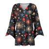 Women's Loose Casual Independence Day Printed Seven Sleeve Button Down Shirt Cardigan Top