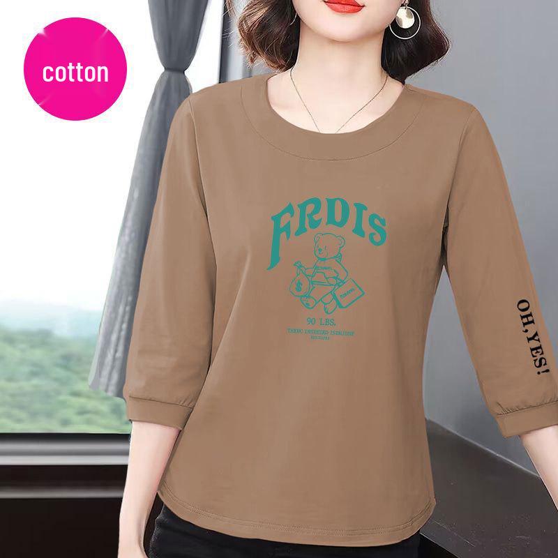 

Premium Cotton Seven-Sleeve Women s T-Shirt - Summer 2025 Korean Style, Casual Loose Slimming, Belly-Covering Versatile Top M [Recommended 85-100 jin]