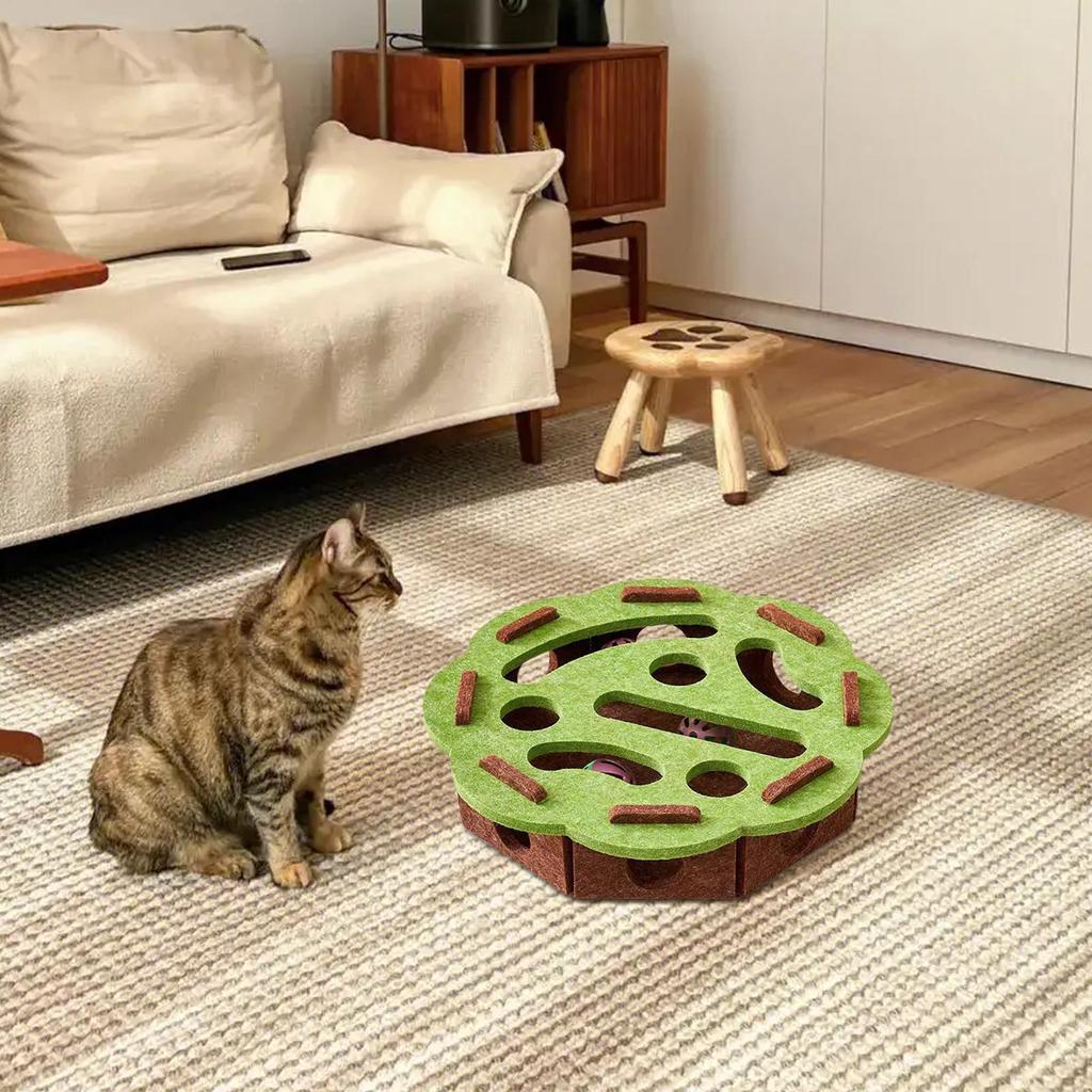 Cat Enrichment Toys Stimulating Cat Toys Puzzle Scratcher Felt Pet Supplies with Bell Kitten Accessories