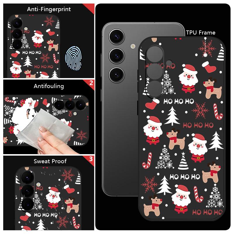 Christmas Deer Pattern Phone Case For Samsung Galaxy S24 S25 Ultra S23 S22 Ultra S21 S20 FE A14 A34 A15 A35 A52 A53 A54 A55 5G A16A36A56 Lanyard Cover