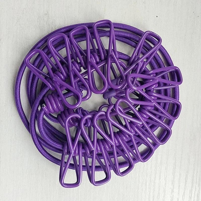 Portable Clothing Clothesline with 12 Clips, Retractable Laundry Dryer, Clothes Rope Drying Rack, Cloth Hanging Line for Outdoor