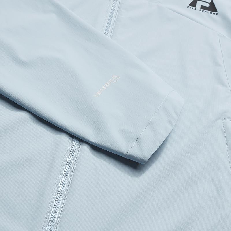 FILA Explore Classic Minimalist Casual Sports Outdoor Versatile Hooded Woven Jacket Men jackets Cyan-Gray-Blue A11M627708FBU