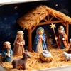 Christmas Nativity Jesus Nativity Set Family Nativity Scene Handmade Cabin Box Theater Desktop Ornaments For Xmas Decor