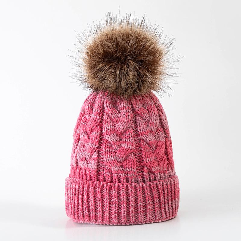 Large Pom-Pom Thick Woolen Beanie for Women and Children - Trendy Cable Knit Design for Autumn and Winter