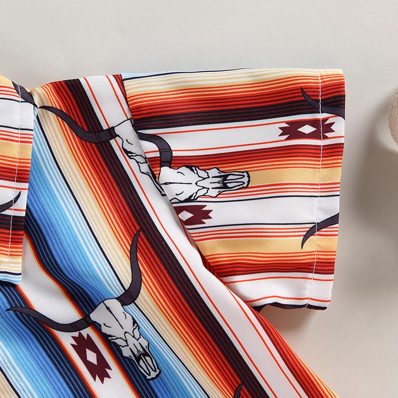 Summer Baby Boys Shirts Cattle Cactus Graphic Print Short Sleeve Button Shirts For Kids Blouse Tops Children Clothing