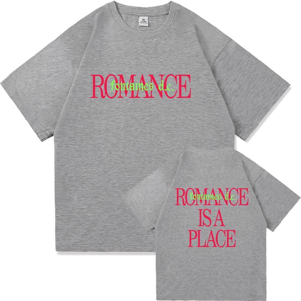 T-shirt romantique Fontaine Special Zone dans le monde moderne, style Harajuku, pour homme. T-shirt en coton de haute qualité, coupe ample et décontractée.