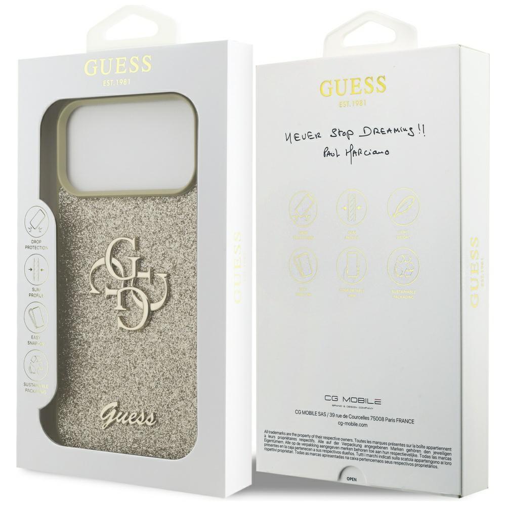 Guess Fixed Glitter Big 4G case for iPhone 17 Pro Max gold