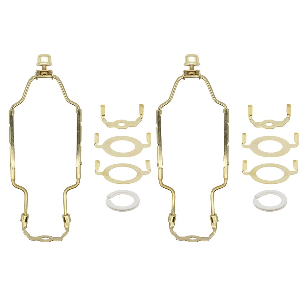 Adjustable Lamp Shade Harp Brackets 2 Sets 7 to 10 Inch Metal Holder Kits Compatible with E26 E27 and Plastic Converter