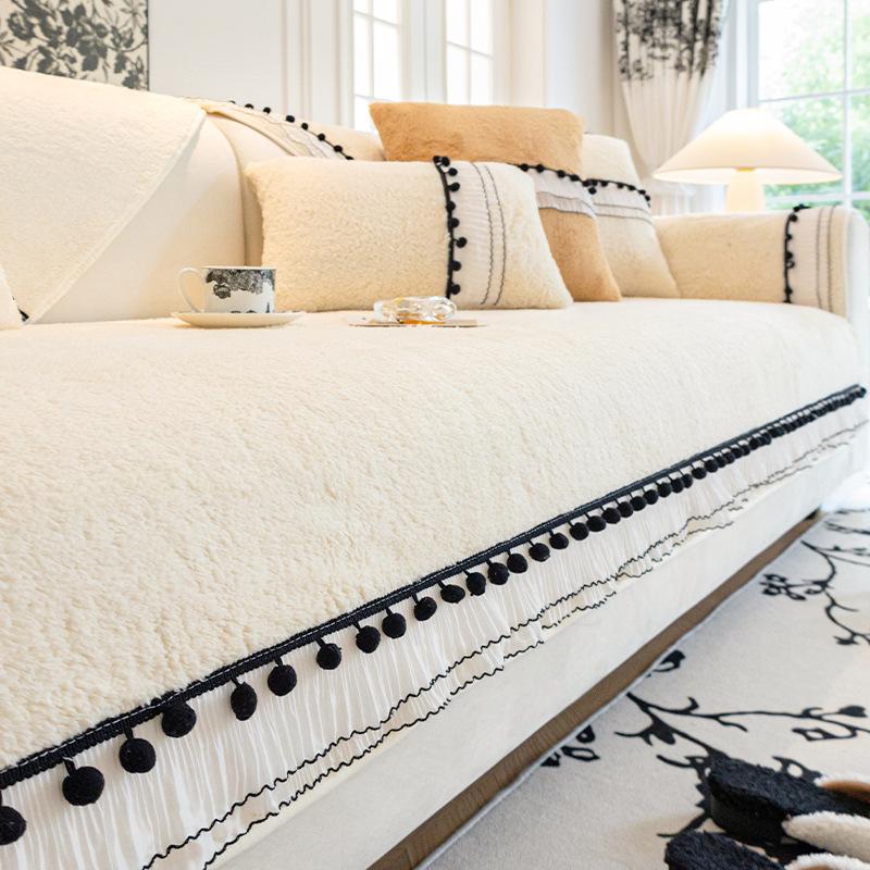 Winter Thickened Cotton Velvet Sofa Cushion 2024 New Non-Slip Seat Cushions Leather Sofa Cover Plush Cover Towel