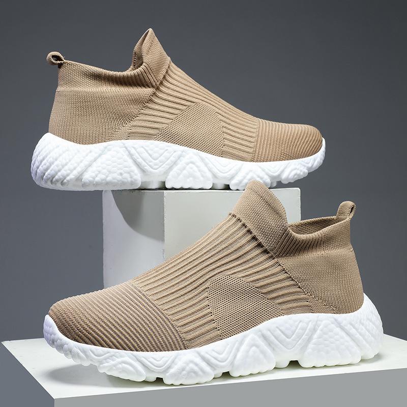Men's shoes sports couple trendy shoes men lazy one-pedal fly-woven mesh shoes high-top casual shoes overshoes