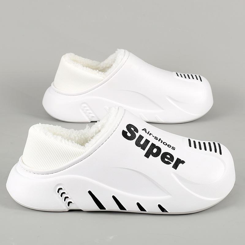 

Зимние хлопковые тапочки большого размера мужские обувные сумки на каблуке домашние водонепроницаемые бархатные хлебные хлопковые туфли для мальчиков теплая зимняя обувь 44-45 белый