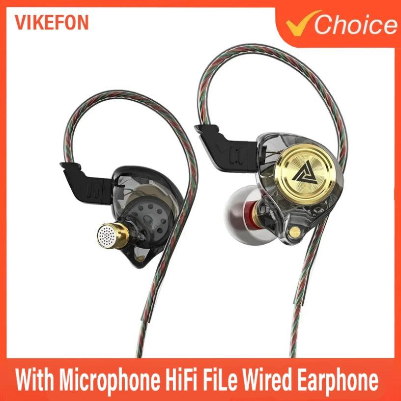 QKZ CK5 Wired Earphones In-Ear Headphones with Mic Volume Control HiFi Stereo Sound Deep Bass Tangle-Free for Phone Laptop PC