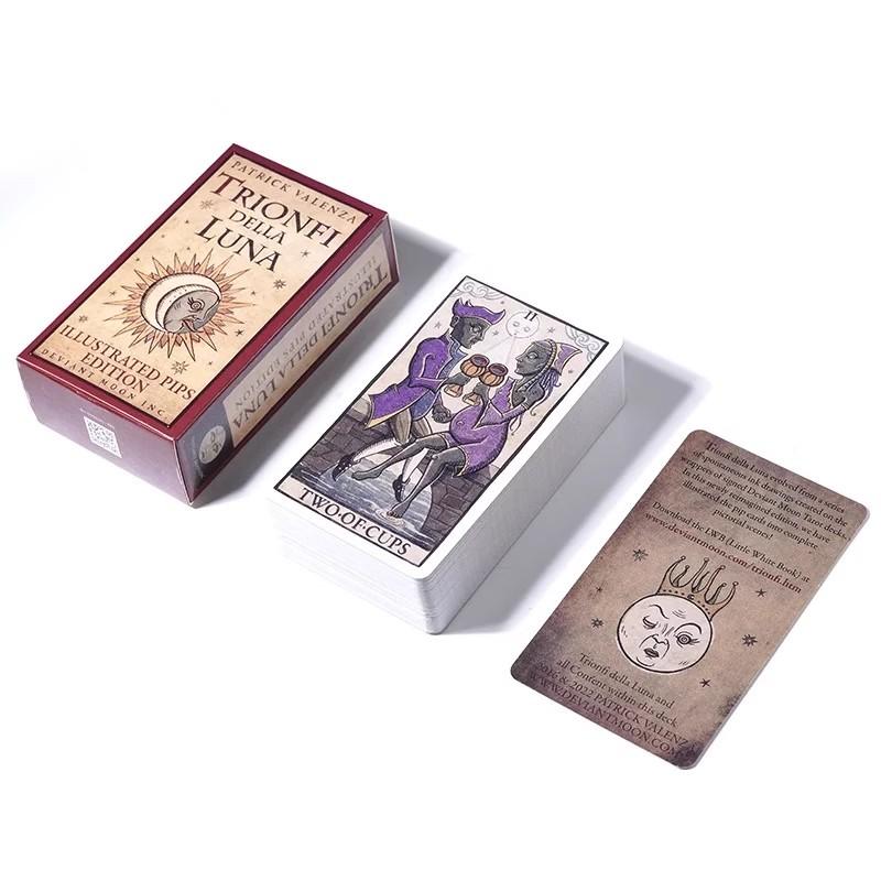 Trionfi Della Luna Tarot 78 Card Deck with PDF Guidebook Fortune Telling Card Game Travel Cersion Reversed Chakra Planet Zodiac