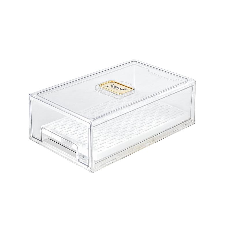 Transparent PET Stackable Food Storage Box Reusable Refrigerator Organizer Bins Fridge Kitchen Container Organizer Drawer L