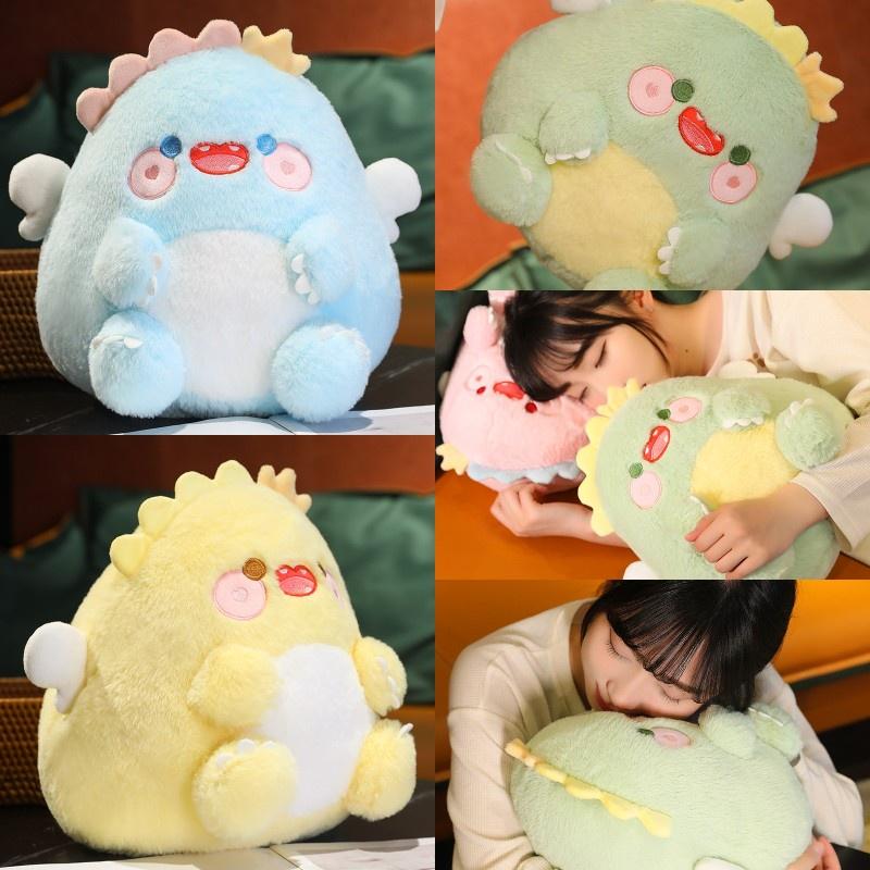 Niedliches Engel Dinosaurier Plüschtier Kissen für Kinder, PP Baumwolle gefüllt weicher Stoff, Perfektes Geburtstagsgeschenk, 30*26cm