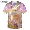 Kids Cute Rabbit 3D Print Short Sleeve T‑Shirt Funny Animal Graphic Tee Summer Daily Outdoor Wear for Boys Girls