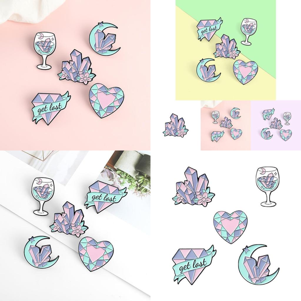 Unique Cartoon Gem Letter Heart Shaped Enamel Brooch For Men And Women Stylish Accessory