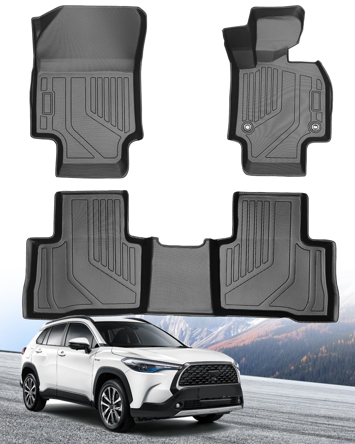 

Hawjog Коврики для пола для RAV4 3D Совместимые с материалом TPE со Вторым Пользовательским Дизайном для Каждого и Пользовательские Совместимые с Моделями Апреля 2019 года и Настоящего Времени чёрный