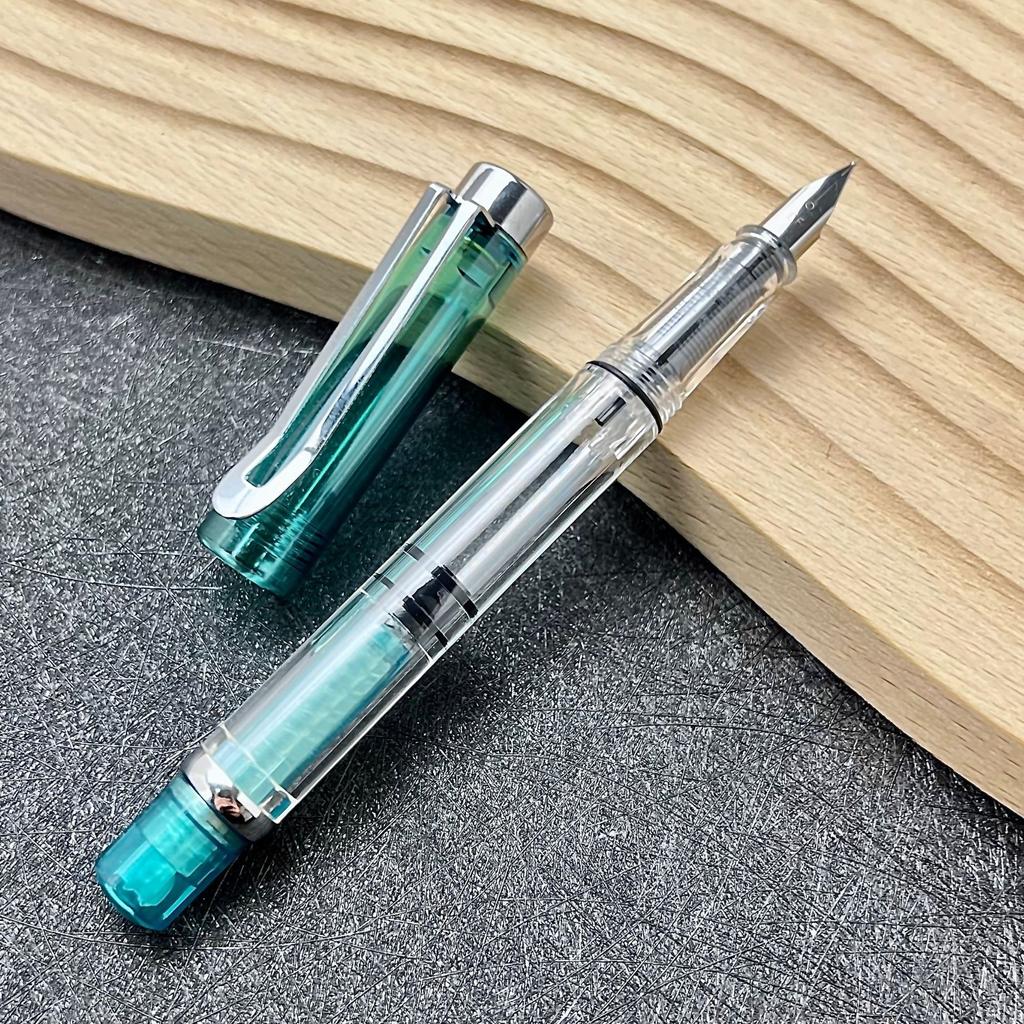 14 Colors Piston Fountain Pen EF/F Nib Plastic Ink Pen Silver Clip PK Hongdian Lanbitou 3059 Office School Supplies Stationery