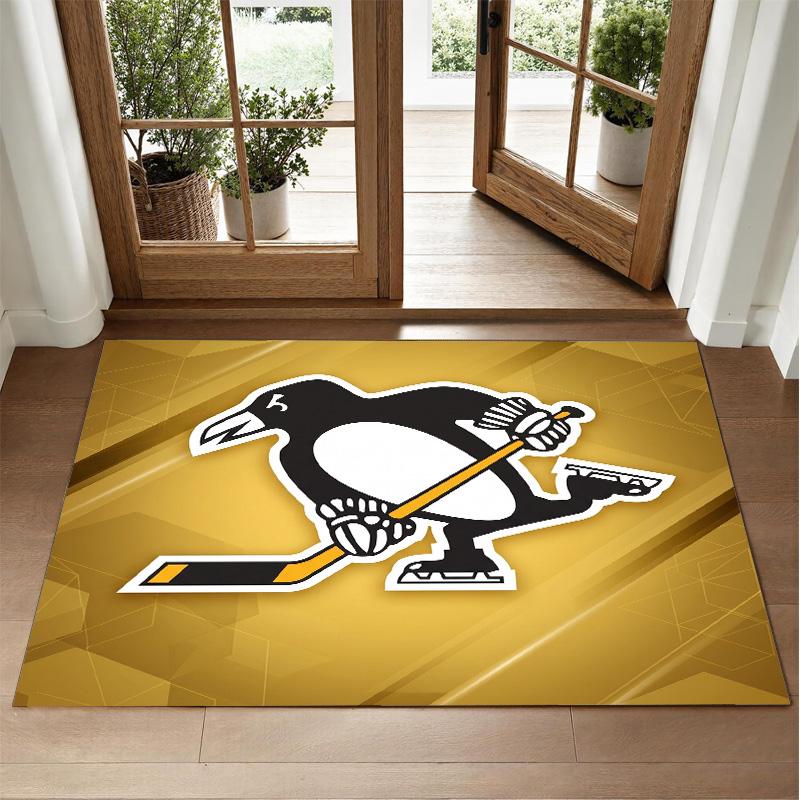 Pittsburgh Penguins Design Crystal Velvet Rug Soft Decorative Mat for Bedroom Entrance