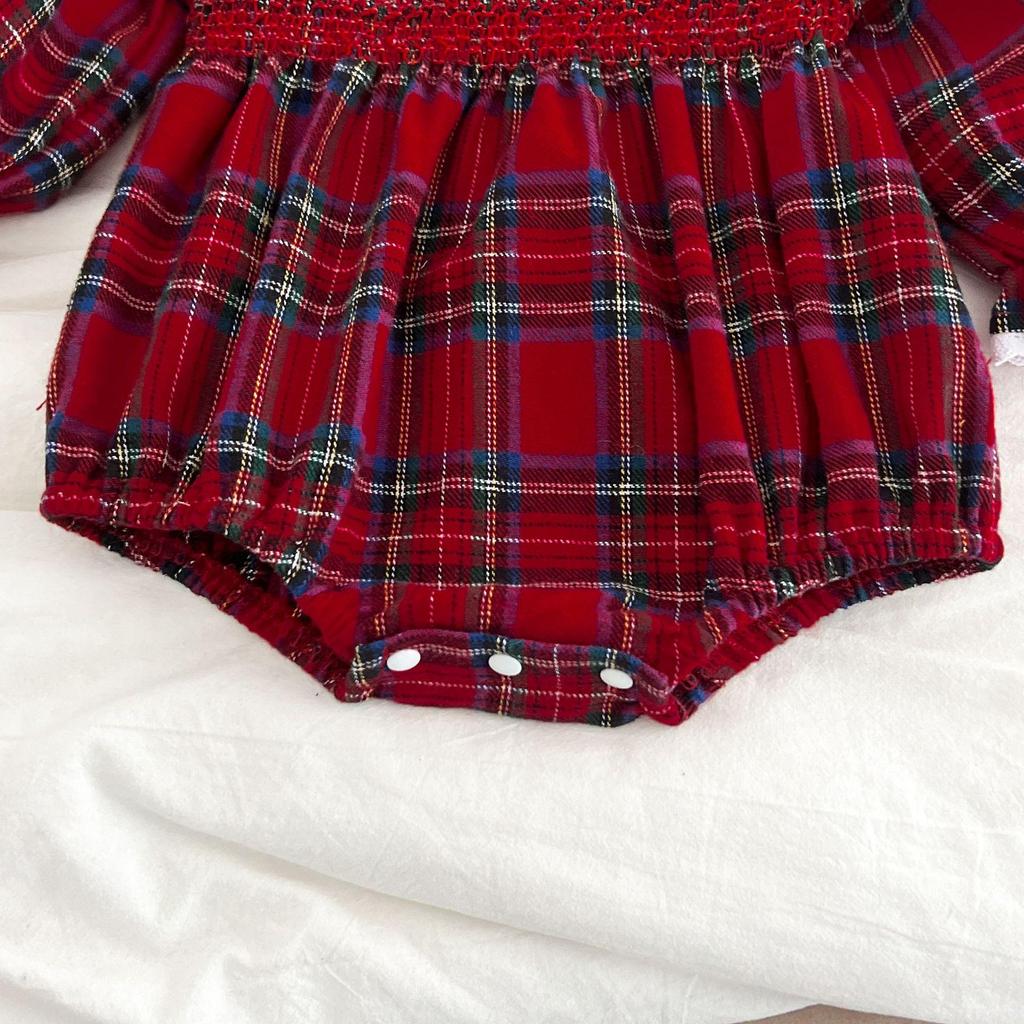 Julfestklänning med Lång Ärm och Body för Små Flickor - Vår- och Höstoutfit för Ettåringar