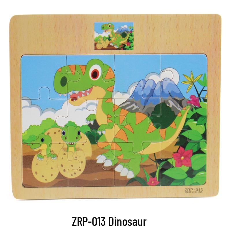 12-Piece Wooden Jigsaw Puzzle: Educational Toy for Infants  Children - Animal  Transportation Themes