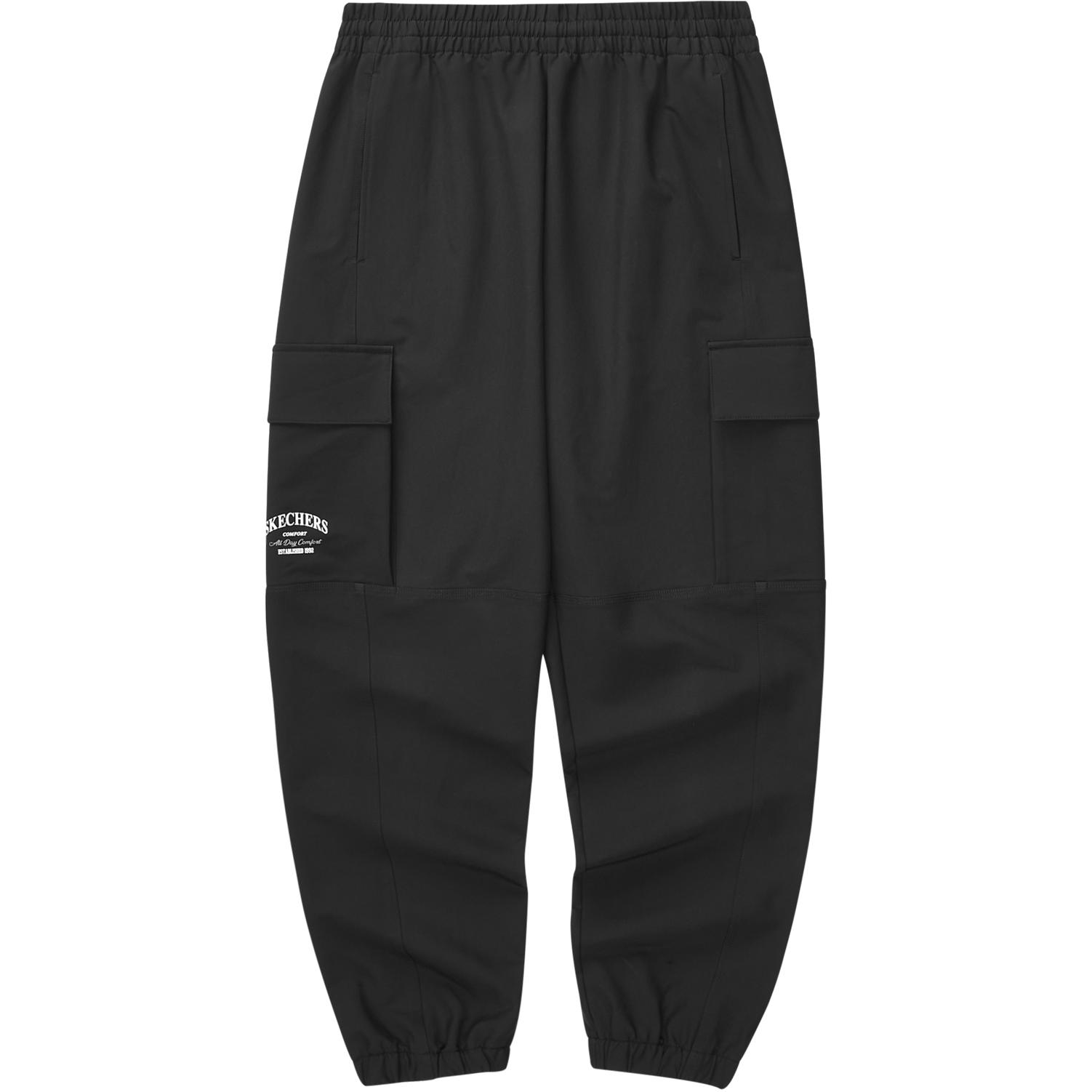 Skechers Solid Color Cuffed Comfortable Letter Casual Pants Men bottoms Carbon-Black L324M063-0018 M