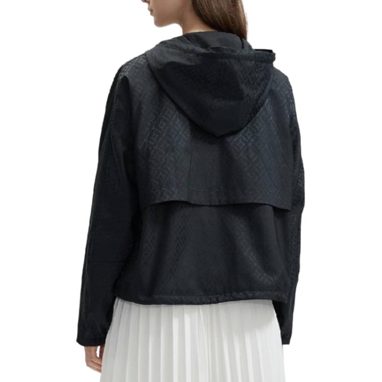 Fila Modern Heritage Fashion Simple Versatile Outdoor Hooded Work Jacket Women Jackets Black F11W431708F-BK