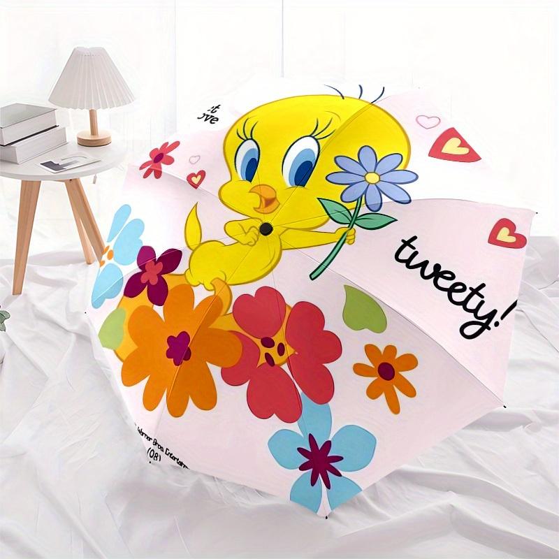 1pc Tweety Bird Flowers Heart Umbrella with Plastic Handle,Suitable for All Seasons Home Travel Outdoor UmbrellaM898