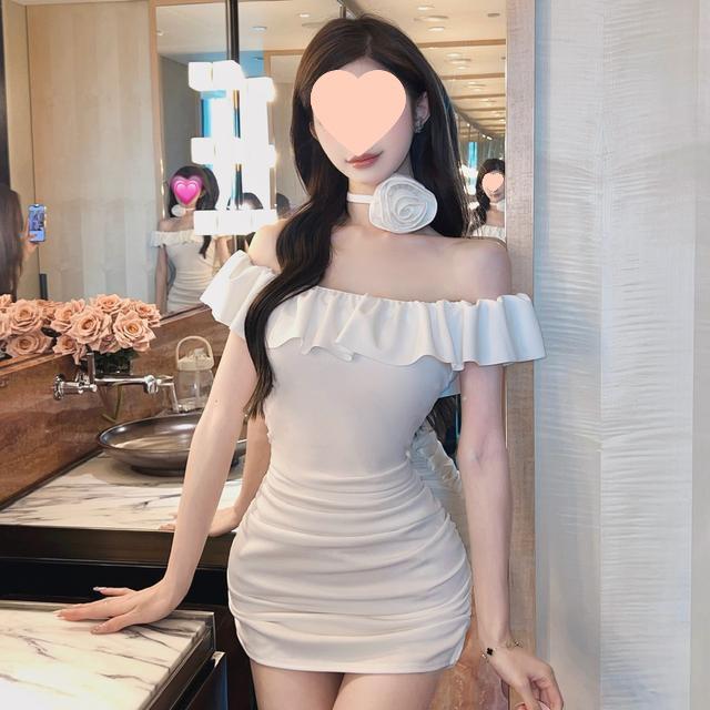 Women s Off-Shoulder Floral Ruffle Bodycon Dress S белый